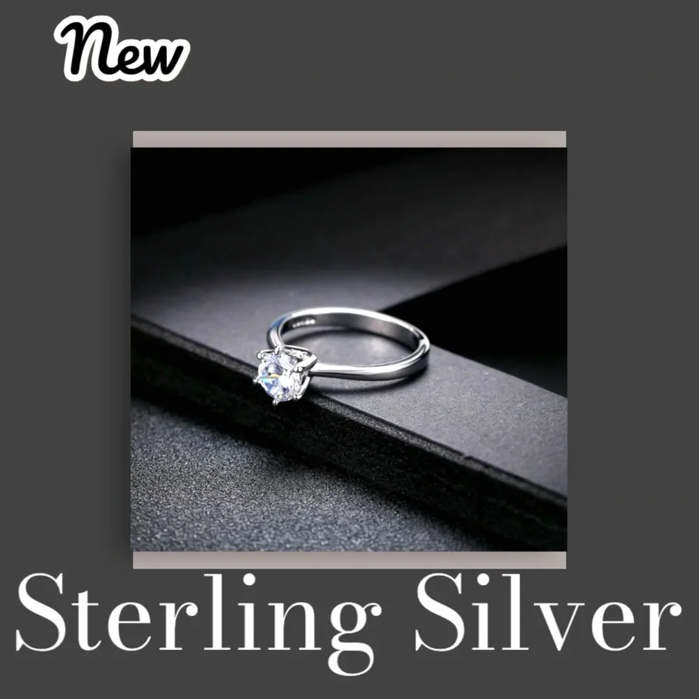 New Exclusively Fancy Solitaire Cut Sterling Silver .925 AAA CZ Ring Size 7